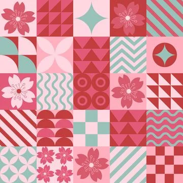 Spring vector illustration with abstract decoration elements, cherry flower.. 库存插图