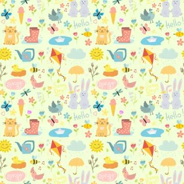 Spring vector natural floral blossom gardening tools beauty design and nature Stock Illustration