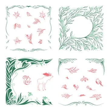 Spring Vector Ornamental Frames and Symbols Set Stock Illustration