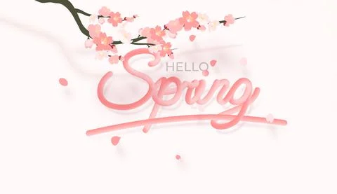 Spring. Vector realistic 3d illustration. 3d blending spring banner. Cutout Illustrazione stock