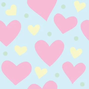 Spring vector seamless pattern with love hearts Stock Illustration