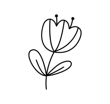 Spring Vector stylized flower with monoline lines. Scandinavian illustration art Stock Illustration