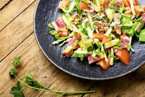 Spring vegetable salad Stock Photos