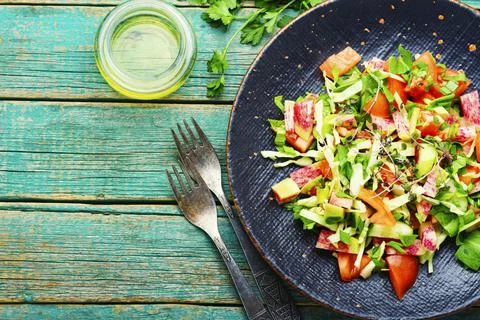 Spring vegetable salad Stock Photos