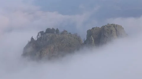 In spring the veil of mist creeping up the mountain slopes of the Caucasus 스톡 동영상 63222218