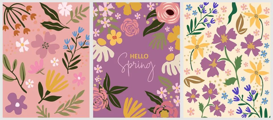 Spring vertical background colorful vector art set Stock Illustration