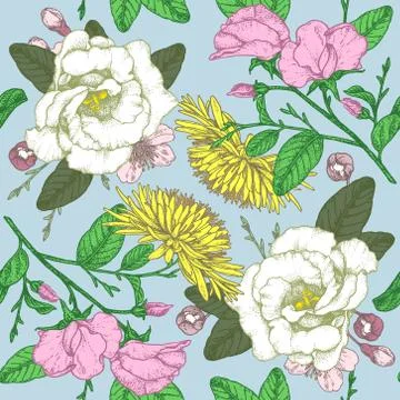 Spring vibe seamless floral pattern Stock Illustration