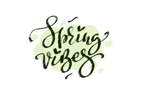 Spring vibes texture hand lettering on light green speech bubble. Seasonal te Stock Illustration