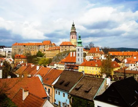 Spring view of Cesky Krumlov. Czech republic Foto stock