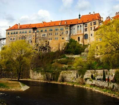 Spring view of Cesky Krumlov. Czech republic Foto stock