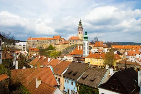 Spring view of Cesky Krumlov. Czech republic Stock Photos