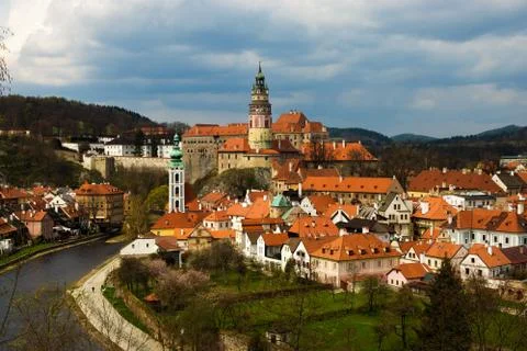 Spring view of Cesky Krumlov. Czech republic 스톡 사진