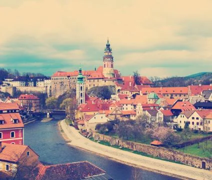 Spring view of Cesky Krumlov. Czech republic Foto stock