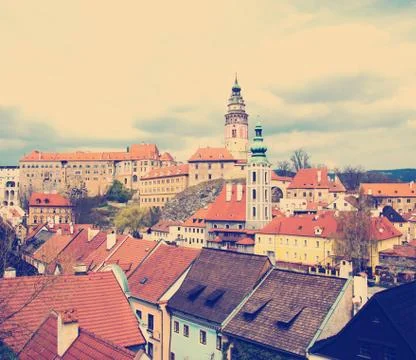 Spring view of Cesky Krumlov. Czech republic Stock Photos