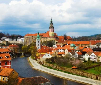 Spring view of Cesky Krumlov. Czech republic Foto stock