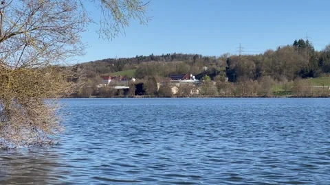 Spring view of the Danube River near Passau, Germany Stock Footage 306018979