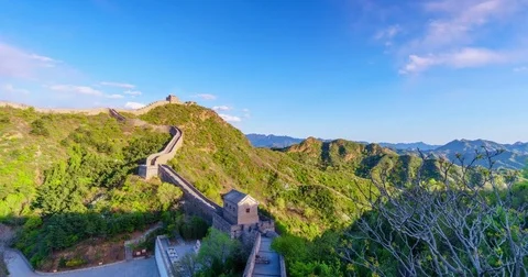 Spring View Great Wall of China, Scan Panorama (4K,Time-lapse) Stock Footage 83082837