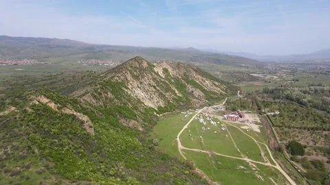 Spring view of Kozhuh Mountain and Petrich valley, Bulgaria Video stock 189267207