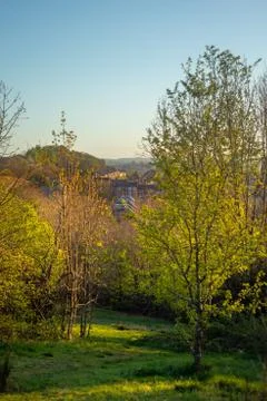 Spring View Over the Southside of Glasgow at Sunset From Queens Park Stock Photos