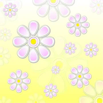 Spring violet flowers over yellow background Ilustração Stock