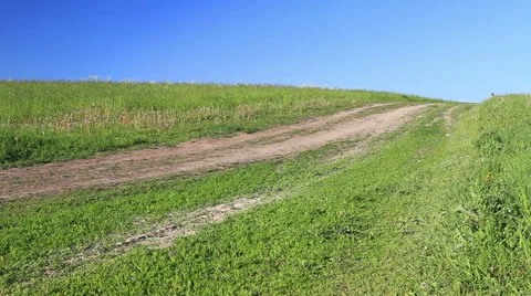 Spring walk by bicycle on a dirt road Stock Footage 62071909