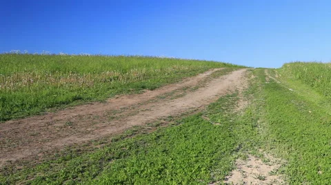 Spring walk by bicycle on a dirt road Stock Footage 62072301