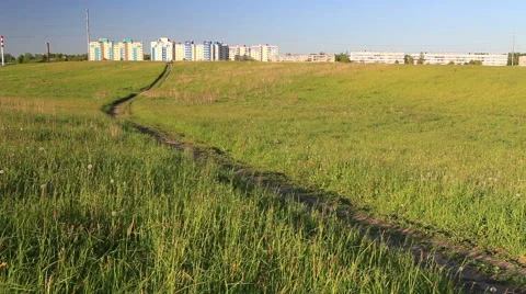 Spring walk by bicycle on a dirt road Video stock 62072883