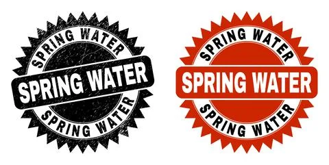 SPRING WATER Black Rosette Seal with Corroded Surface Stock Illustration