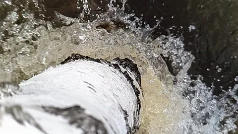 Spring water flood in slow motion Stock Footage 158906642