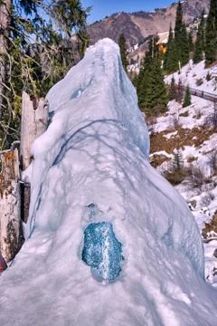 Spring Water Ice Cave Mountains Jets Stock Photos