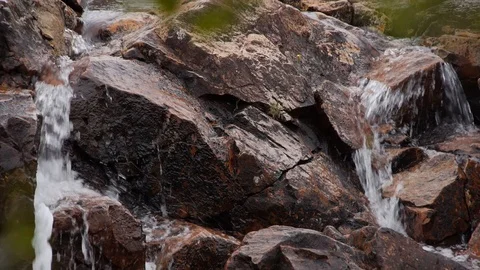 Spring Water Pouring over Rocks in a Small Creek 스톡 동영상 97361484
