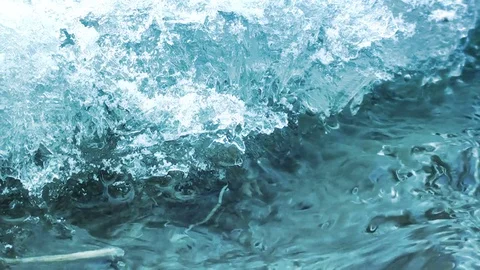 Spring Water Stream and Melting Ice Blue Tone Background. Stock Footage 73063794
