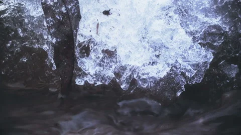 Spring Water Stream and Melting Ice Stock Footage 102452007