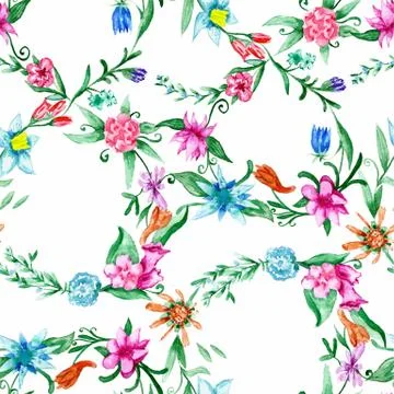 Spring watercolor floral pattern Stock Illustration