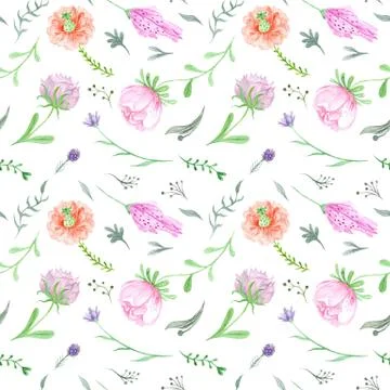Spring Watercolor Floral Pattern Stock Illustration