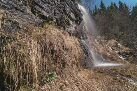 Spring waterfall 8K Video stock 243506489