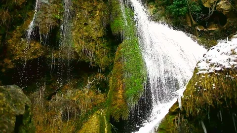 Spring waterfall in the mountains Stock Footage 70377090