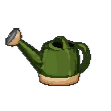 Spring watering can pixel art vector illustration Stock Illustration