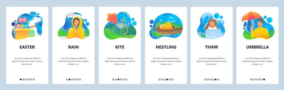 Spring website and mobile app onboarding screens vector template Stock Illustration