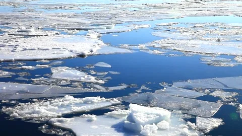 Spring. White ice floe floating on the Angara River. Natural background Stock Footage 87542708