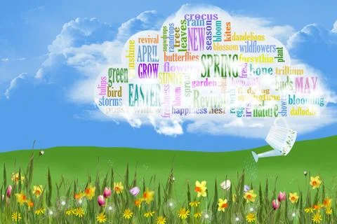 Spring word cloud Stock Illustration