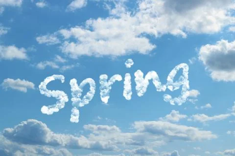Spring word on cloud Illustrazione stock