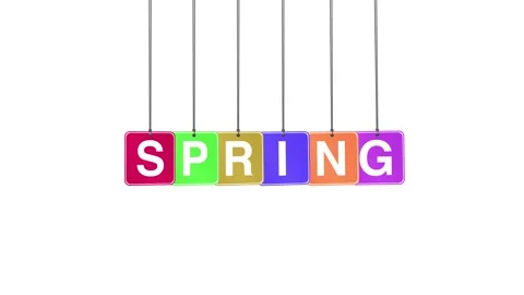 Spring Word or Text Hang and Bouncing Animation on White Background Stock Footage 302031062