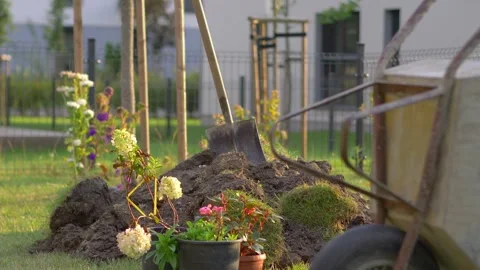 Spring work in the garden in 4k slow mot... | Stock Video | Pond5