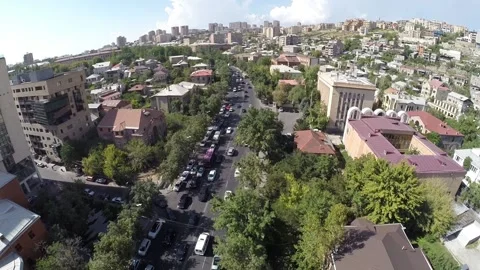 Spring Yerevan traffic 3 Stock Footage 335486127