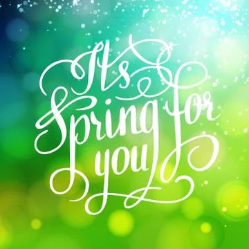 Spring for you. Lettering text. Abstract background. Typographic design. Stock Illustration