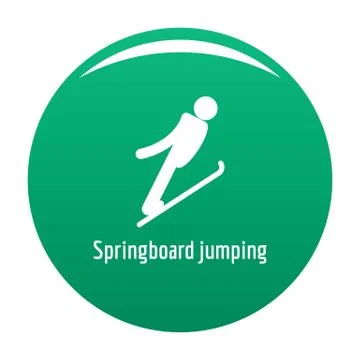 Springboard jumping icon vector green Stock Illustration