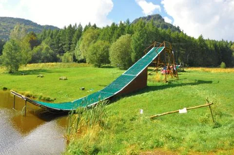 Springboard in summer Stock Photos