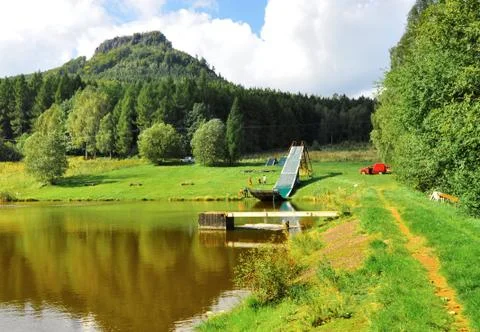 Springboard in summer Stock Photos