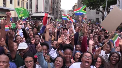 Springbok trophy tour through Cape Town Video stock 132594983